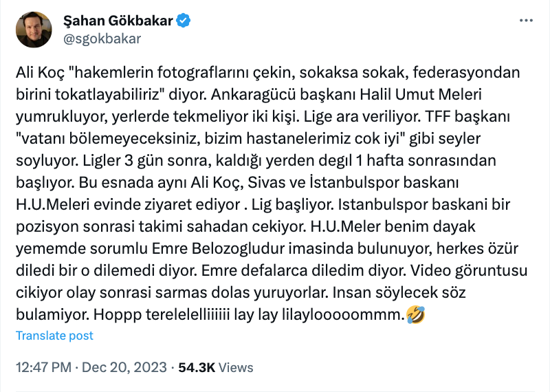 sahan gokbakar dan istanbulspor maci sonrasi yasananlar hakkinda carpici tespitler